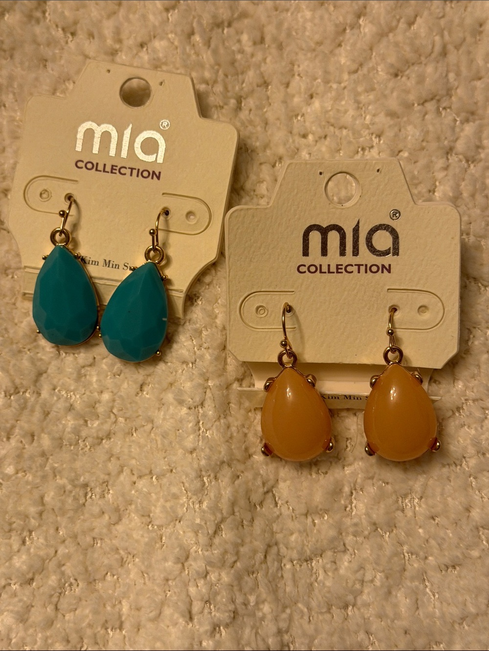 MIA COLLECTION Teardrop Dangle Earrings - Turquoise & soft pink